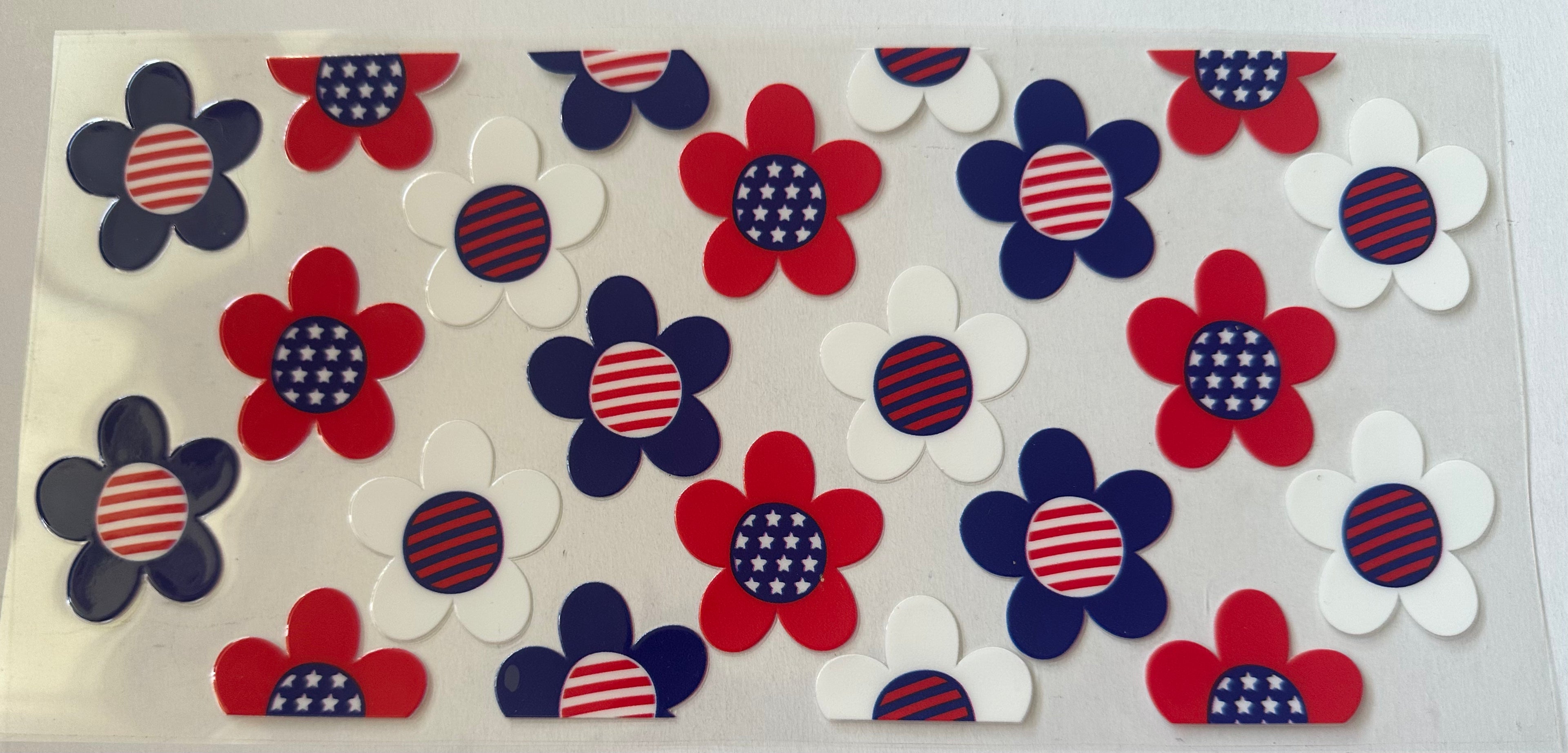 16 Oz Red, White & Blue Flowers